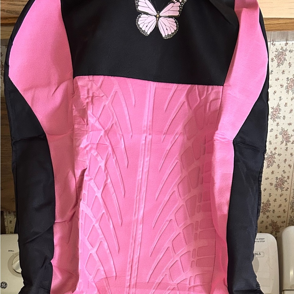 Car Seat Covers Pink and Black Butterfly Design